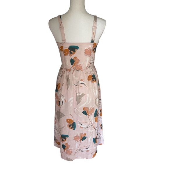 Rachel Zoe Linen Floral Midi Dress Pink Multicolor Size 8 - Picture 2 of 8